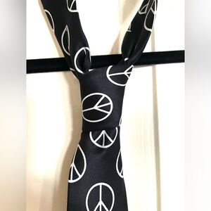 Give Peace a Chance Excellent Condition Black and White Peace Sign Tie (unisex)